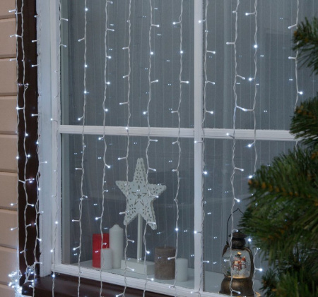 Гирлянда уличная Занавес 2*3м, 760 белых ламп, белый провод (от -30 до +35 °С) монтаж до -10°С