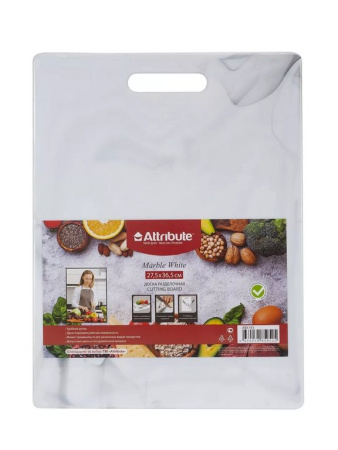 Доска разделочная MARBLE White ATTRIBUTE 27,5*36,5 см, пластик