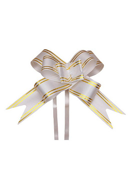Бант Бабочка 30мм белый (золотые полосы)