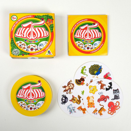 Игра настольная  .5+  с карточками "Дуббль Животные" (2+ игр., 30 мин.)  ЛАС ИГРАС