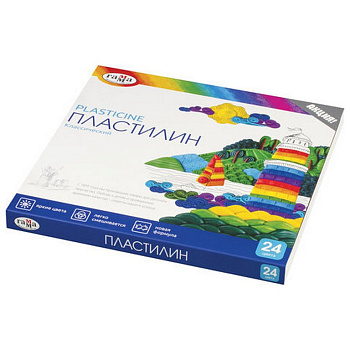 Пластилин 24 цв. 480 гр ГАММА "Классический" со стеком