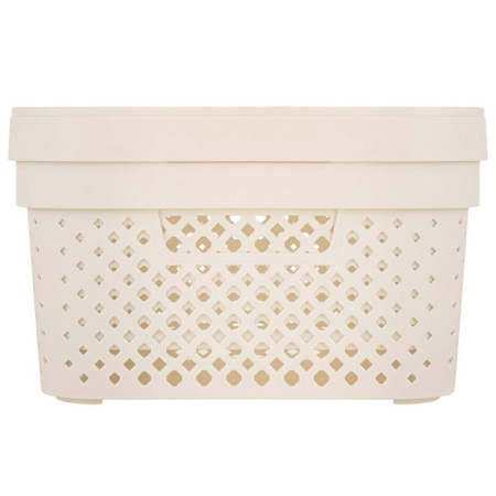 Корзина для хранения пластик. 10л. с крышкой 36*27*13 см цв. молочный туман