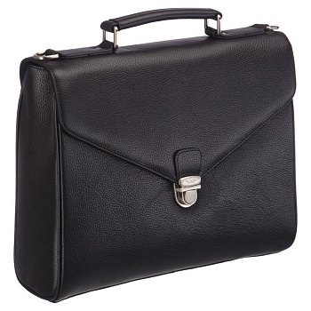 Портфель Dr.Koffer 24*27*12см, нат. кожа, со съемным плечевым ремнем, черный