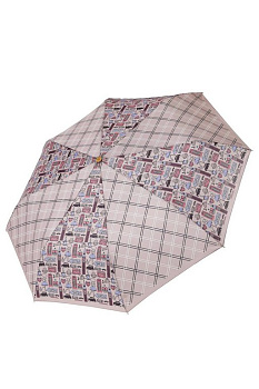 Зонт женский суперавтомат Fabretti, облегченный, 3 сложения, сатин, коричневый