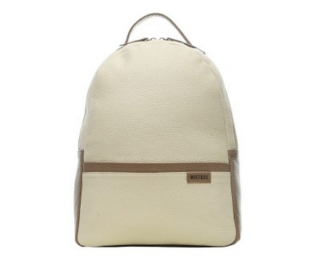Рюкзак женский Mistral 32*25*12 см, цвет беж, нат. кожа