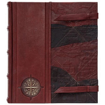 Фотоальбом магнитные листы 40шт, 28*32см, обложка из нат. кожи Макей "Роза ветров"