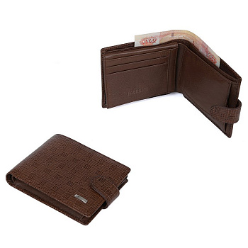 Портмоне FABRETTI мужское, нат.кожа, 13,5*10*3,5см, коричневый