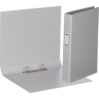 Папка на 2-х кольцах А4 35 мм Attache Selection карман на торце, картон в пленке ПВХ серая