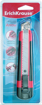 Нож канцеляр. шир. 1,8 см, метал. направ. 2 запас. лезвия рез. вставки Erich Krause Arrow auto-lock