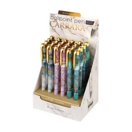 Ручка шариковая с рис. Bruno Visconti "Carrara Bright" 0,38мм синяя (линия 0,36мм) цв. ассорти