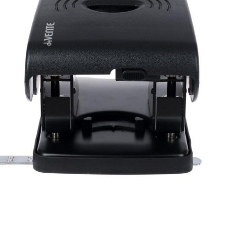 Дырокол до 65л пластик, deVENTE, с линейкой цв.черный