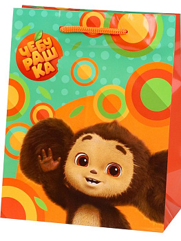 Пакет бумажный 11,5*14,5см ламинированный "Милый Чебурашка"