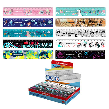 Линейка 15 см. пласт. ErichKrause ассорти