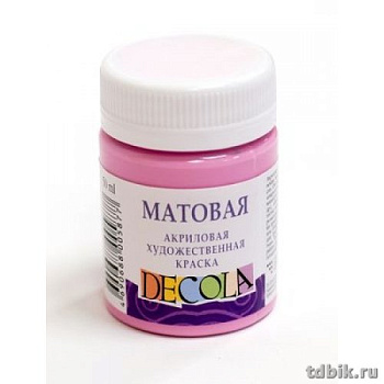 Краска акриловая художественная матовая 50мл розовая Декола
