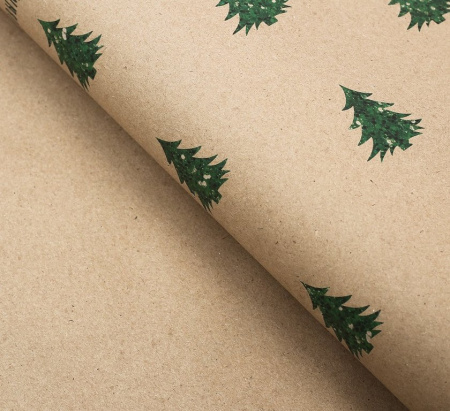 Бумага упаковочная НГ 50*70см крафт "С Новым годом!" листами