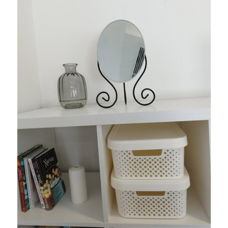 Корзина для хранения пластик. 5л. с крышкой 26*19*14 см цв. молочный туман