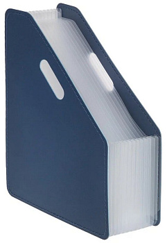 Картотека вертикальная с 13 прозрачными отделениями, 270х320х40мм синий Deli