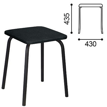 Табурет, черный каркас, черный кож. зам.