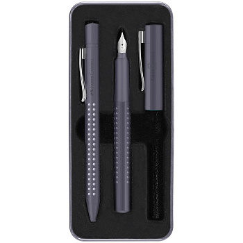Набор подарочный Faber-Castell "Grip 2010" ручки перьевая+шариковая, 0,7мм, синие, трехгранные