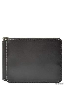 Зажим для денег Faetano с карманом , нат.кожа, черный
