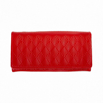 Портмоне D.Morelli женское "Мадлен" большое, нат. кожа, красное