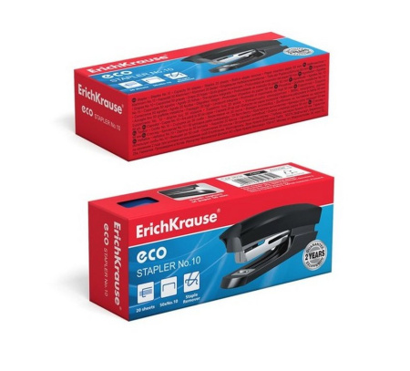 Степлер № 10 до 20л Erich Krause ECO ассорти с антистеплером (глубина 50мм)