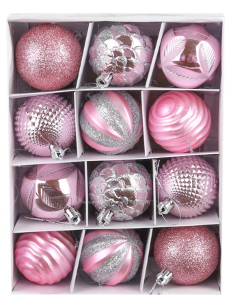 Набор шаров  цвет розовый 60 мм 12шт "Мечта" (ассотри)