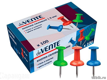 Кнопки-гвоздики канцелярские 100 шт/уп цветные deVENTE