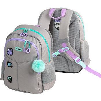 Рюкзак школьный для девочки deVENTE "Lifestyle. Cats&Boxes" 37*28*16 см, серый