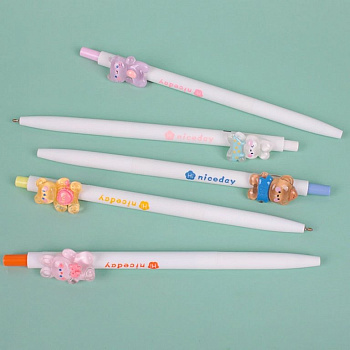 Ручка шариковая сувенирная автомат "Зверята" 0,5 мм, стерж. 116мм