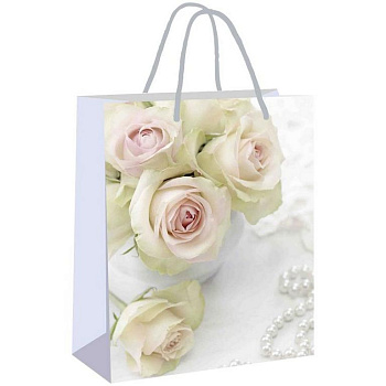 Пакет бумажный 26*32см ламинированный "Белые розы"