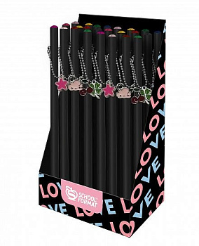 Карандаш ч/г HB Schoolformat "Любовь" с подвеской