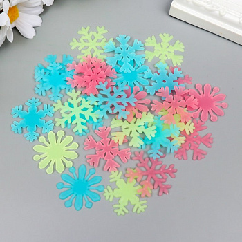 Наклейки НГ фосфорные "Снежинки" (20шт/уп) 20х13 см пластик