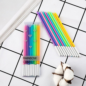 Свечи для торта "Rainbow" 10 шт/уп, h=15см