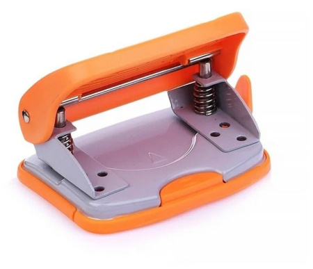 Дырокол до 20л пластик deVENTE "Neon" с линейкой, оранжевый