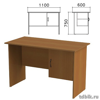 Стол письменный тумба с дверью "Канц"  (1100*600*750мм), цвет орех