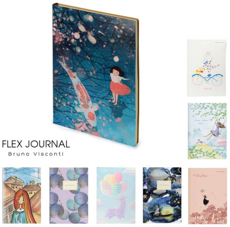 Блокнот А6  64л., 115*168 мм, "FLEX JOURNAL", линия, обложка гибкая (8 ВИДОВ)