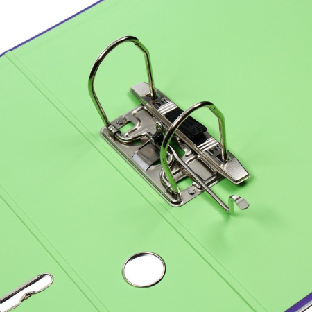 Папка-регистратор А4 75мм Lamark, двустор. покрытие, метал. окантовка,пл. карман на торце фиолетовая