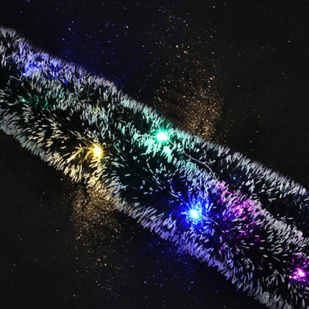 Гирлянда комнатная с зеленой мишурой 2,2*0,7 м, мультицвет, пост.свечение, на батарейках