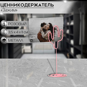 Мемо-клип  "Кактус" цв. розовый