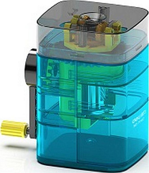 Точилка механическая прозрачныйкорпус Deli синий