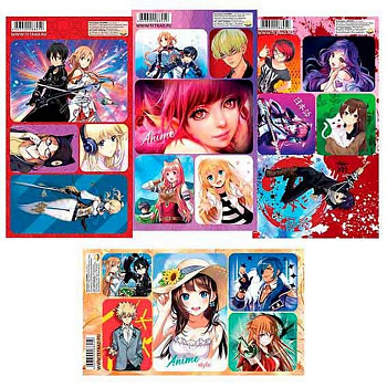 Наклейки 11 х 17 см "Аниме" 6 видов