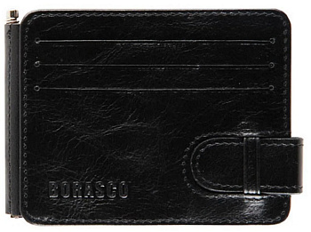 Зажим для денег Borasco Квест нат.кожа, черный/коричневый