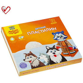 Пластилин 12 цв. 180 гр. Мульти-Пульти "Енот на Аляске" со стеком
