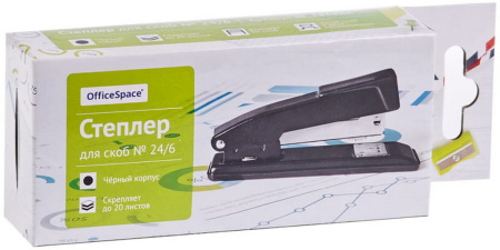 Степлер 24/6 до 20л металлический, Ofice Space черный