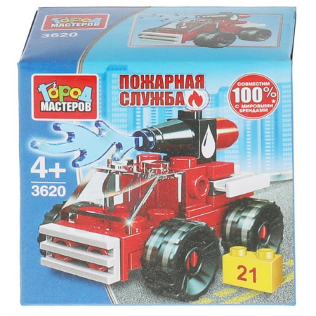 Конструктор пластиковый  21 дет. "Пожарная машина" Город мастеров