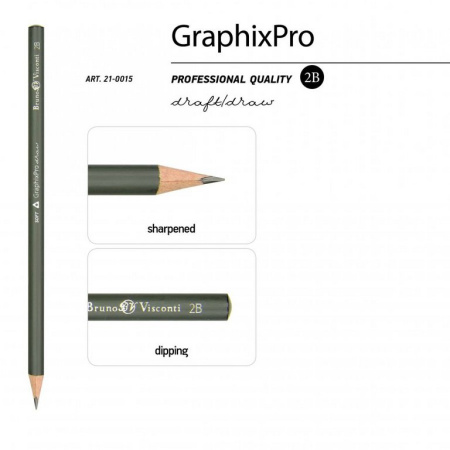 Карандаш ч/г  2В трехгранный Bruno Visconti "GraphixPro"