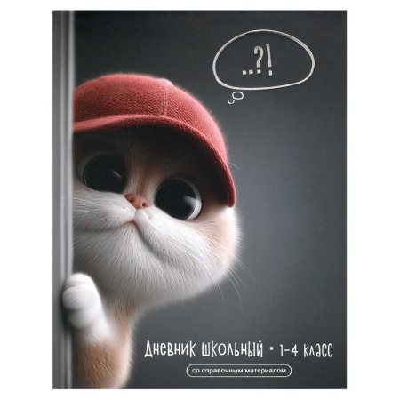 Дневник для мл/кл. твердая обложка, глян. ламинация "Кот в кепке"  Феникс+