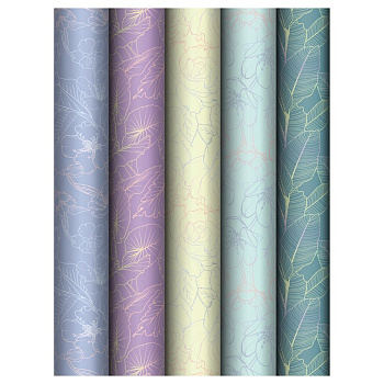 Бумага упаковочная 70*100см  в рулоне (ассорти) "Grace twigs" MESHU