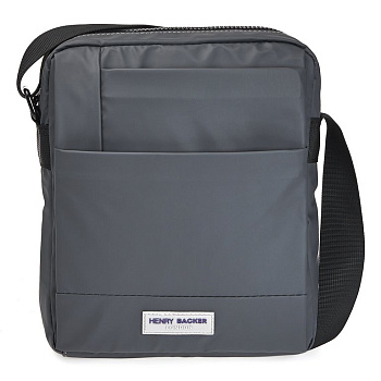 Сумка мужская Henry Backer полиэстер, на плечевом ремне, серая